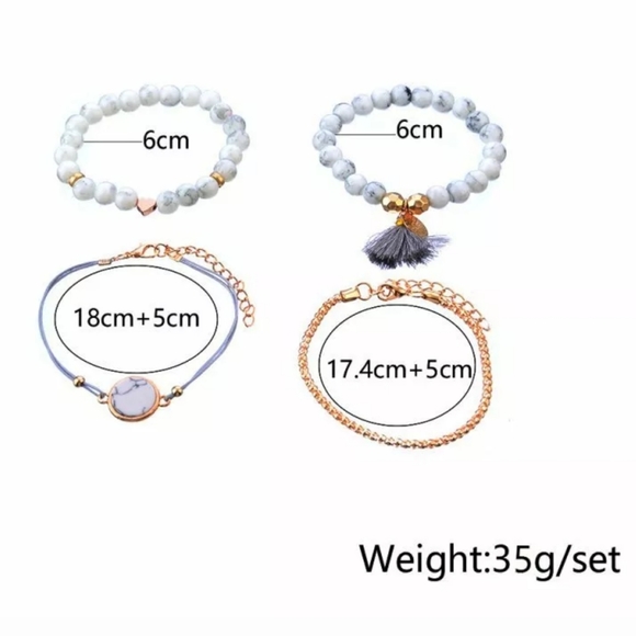 4 Piece Marble/Gold Bracelet Set - Picture 3 of 4